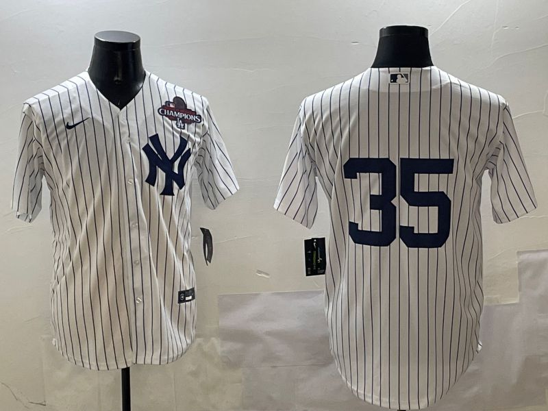 Men New York Yankees #35 No Name White Stripe Game 2025 Nike MLB Jersey style 5->pittsburgh pirates->MLB Jersey